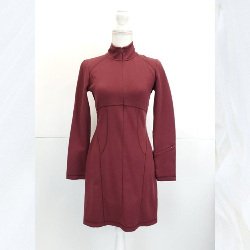 Athleta Cassidy Ponte Knit Long Sleeve Dress in Burgundy